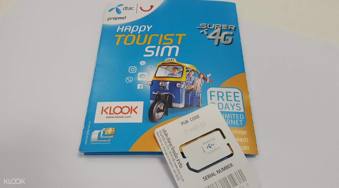 Dtac Happy Tourist 4g Sim Card Siam Center Bkk Or Dmk Airport Pick